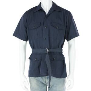 Vintage Navy Guayabera Work Mod Shirt